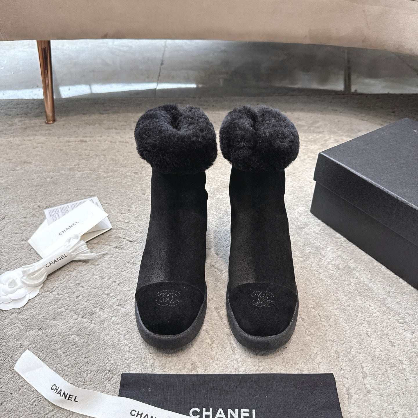 CC 25K Snow Boots 30mm Black Wool Suede 527624