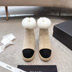 CC 25K Snow Boots 30mm Black Beige Wool Suede 527625