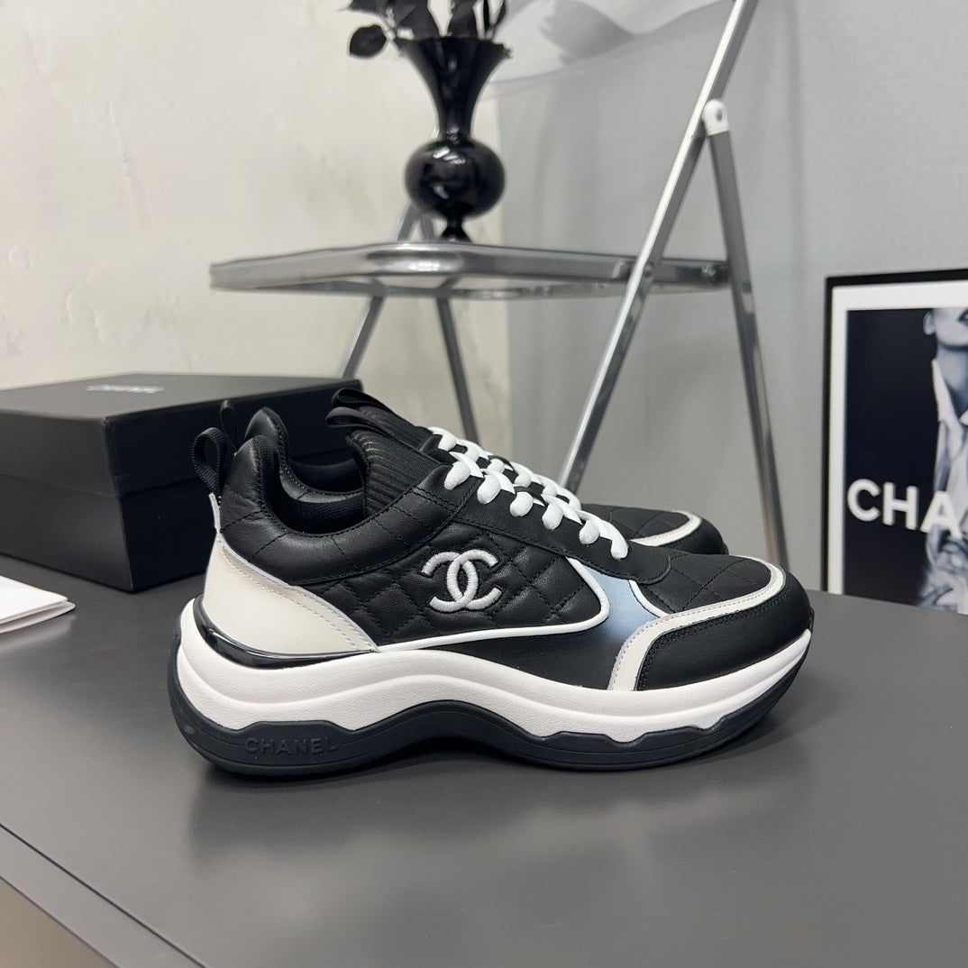 CC Sneaker Black Quilted Cowhide