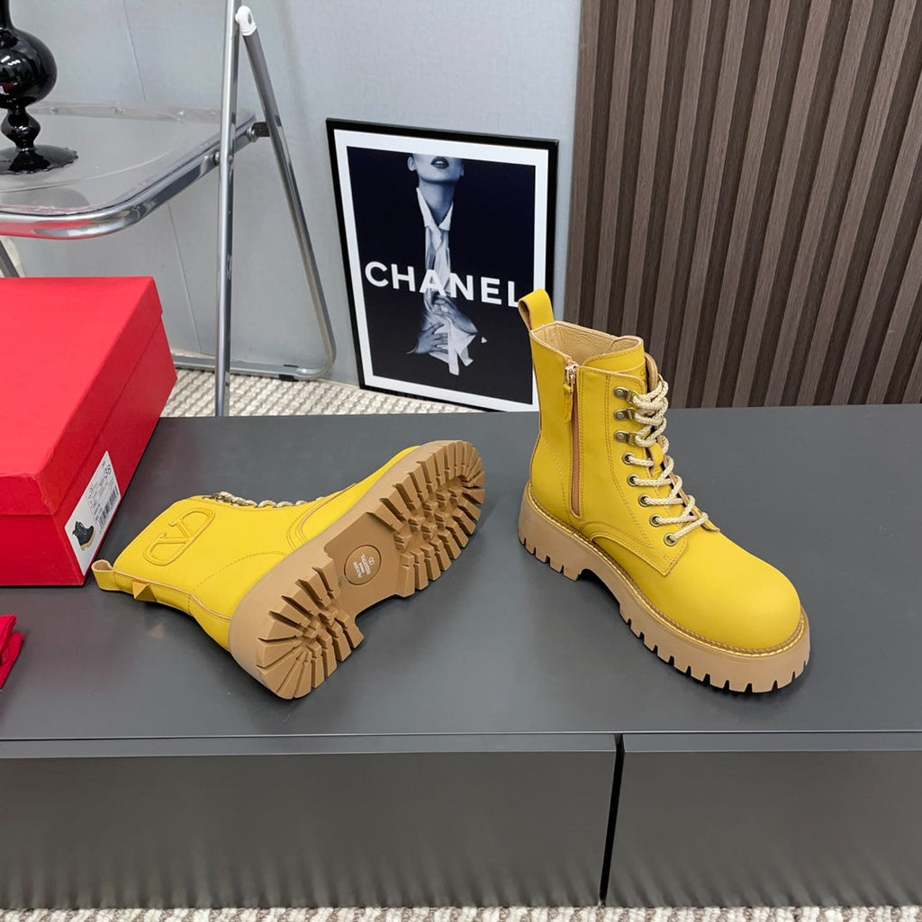Valentino Ankle Boots 30MM In Yellow Cowhide 996144