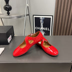 Alaila Criss Cross Ballet Flats In Red Glossy Calfskin 996033