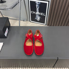 Alaila Criss Cross Ballet Flats In Red Velvet 996049