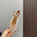 Alaila Mary Jane In White Mesh Fabric 996069