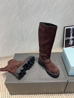 Prada 25 Boot Brown Black Suede 501669
