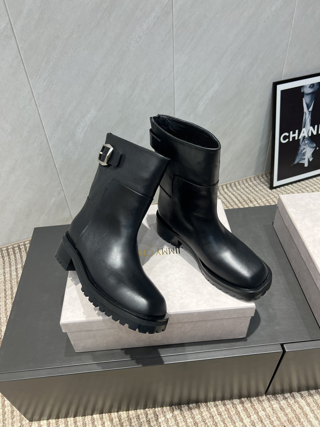 Jimmy Choo Brooklyn Boots Black Leather 540672