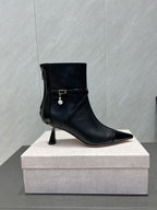 Jimmy Choo Camie AB 80 Ankle Boots Black Leather 540673