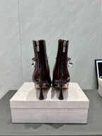 Jimmy Choo Aren Low Cut 65mm Boots Deep Merlo Leather 540674