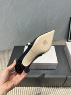 Jimmy Choo Araya Pumps 65mm Black Velvet Embellished Pointed Toe 540676