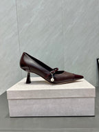 Jimmy Choo Araya Pumps 65mm Burgundy Velvet Embellished Pointed Toe 540677