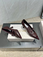 Jimmy Choo Araya Pumps 65mm Burgundy Velvet Embellished Pointed Toe 540677