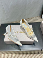 Jimmy Choo Aren Pump High Heels 65mm Cream Crystal Mesh 540678