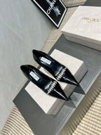 Jimmy Choo Belinda 85mm Heels Black Patent Leather Crystal Studded Heels 540679