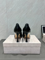 Jimmy Choo Belinda 85mm Heels Black Patent Leather Crystal Studded Heels 540679