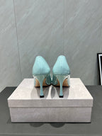 Jimmy Choo Belinda 85mm Heels Blue Patent Leather Crystal Studded Heels 540682