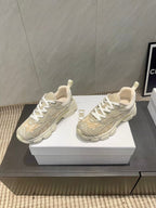 CD platform casual sneaker cream suede mesh 539675