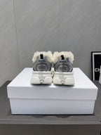 CD platform casual sneaker white sliver wool suede mesh 539676