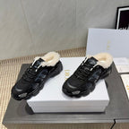 CD platform casual sneaker black wool suede mesh 539678