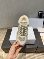 CD platform casual sneaker cream wool suede mesh 539683