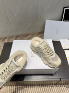 CD platform casual sneaker cream wool suede mesh 539683