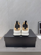 Chanel 25 Sneaker Beige Black White Suede 540307