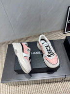 Chanel 25 Sneaker Ivory Pink Suede Fabric 540332