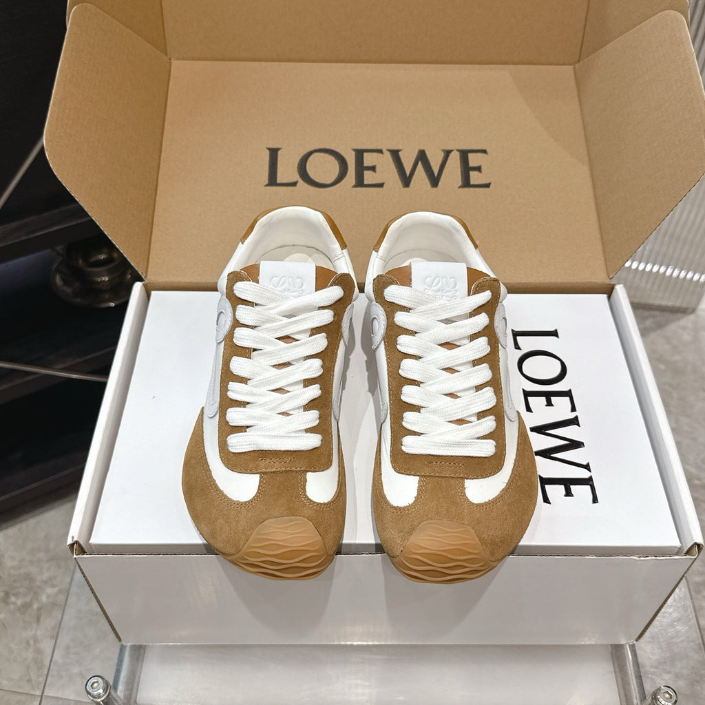 LOEW 26s Ballet Runner 2.0 Brown White Suede Sheepskin 683933