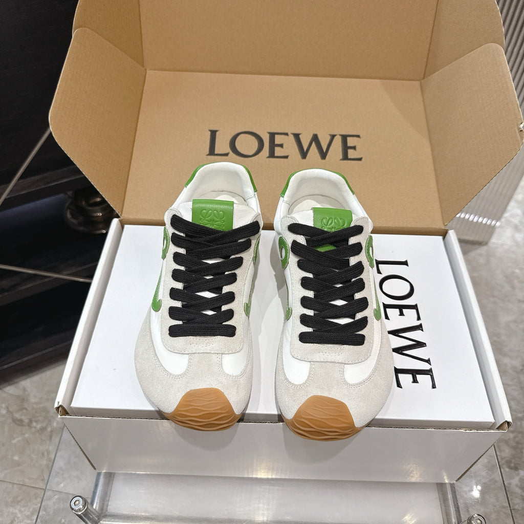 LOEW 26s Ballet Runner 2.0 Light Grey Green Suede Sheepskin 683936