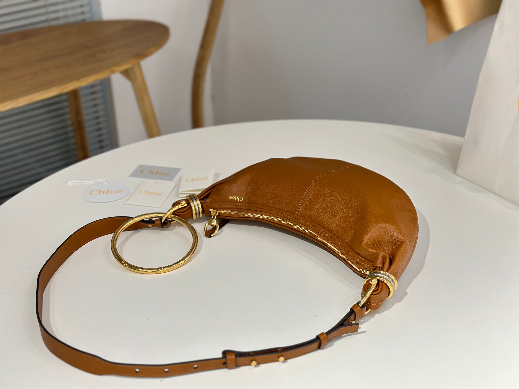 Chloe Small Bracelet 32cm Hobo Bag Brown Grained Calfskin