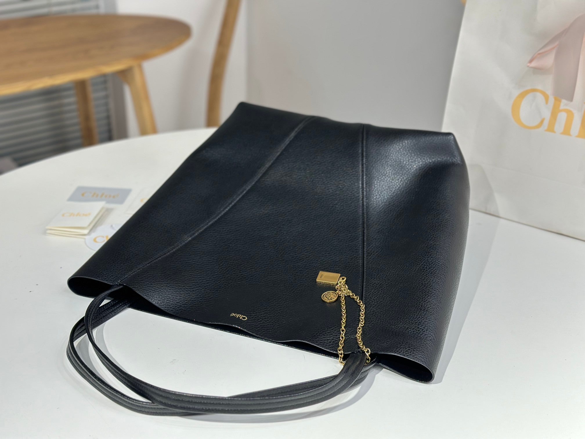 Chloe Spin Large Bag 35cm Black Calfskin