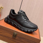 PRA SNEAKER IN BLACK PLAIN LEATHER LOGO