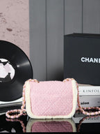 CC 24N Flap Bag 20cm Pink Beige Tweed Sherling