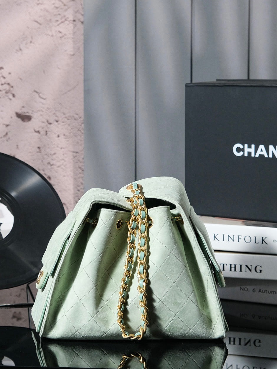 CC 25C Hobo Bag 30cm Light Green Suede