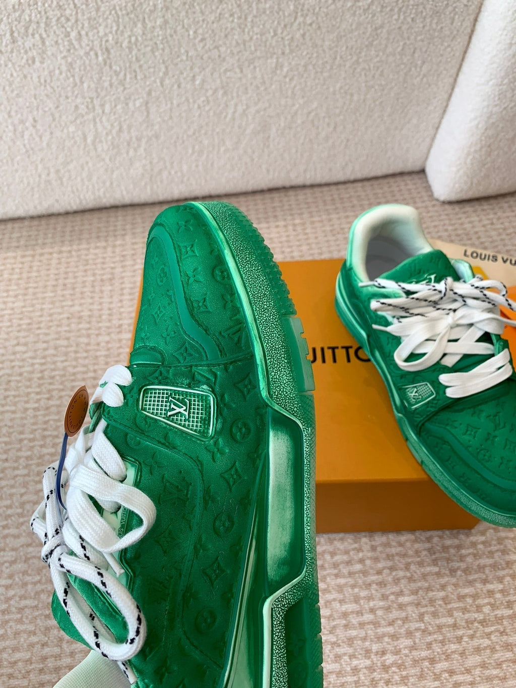 LV Trainer Sneaker 30mm Green Cowhide