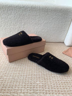 Miu Slippers Black Wool