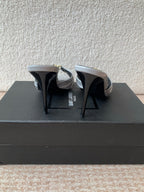 SL Babylone Sandal Heeled 10cm Grey Patent Calfskin