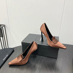 D'ORSAY PUMPS IN TOFFEE BROWN SILK