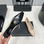 POPPY BALLET FLATS IN BEIGE GLOSSY LAMBSKIN