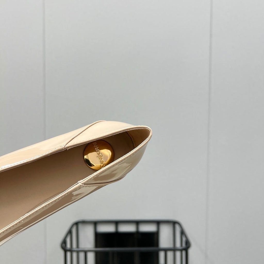 POPPY BALLET FLATS IN BEIGE GLOSSY LAMBSKIN