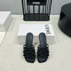Loewe 25 Petal Anagram Slides Black Cowhide