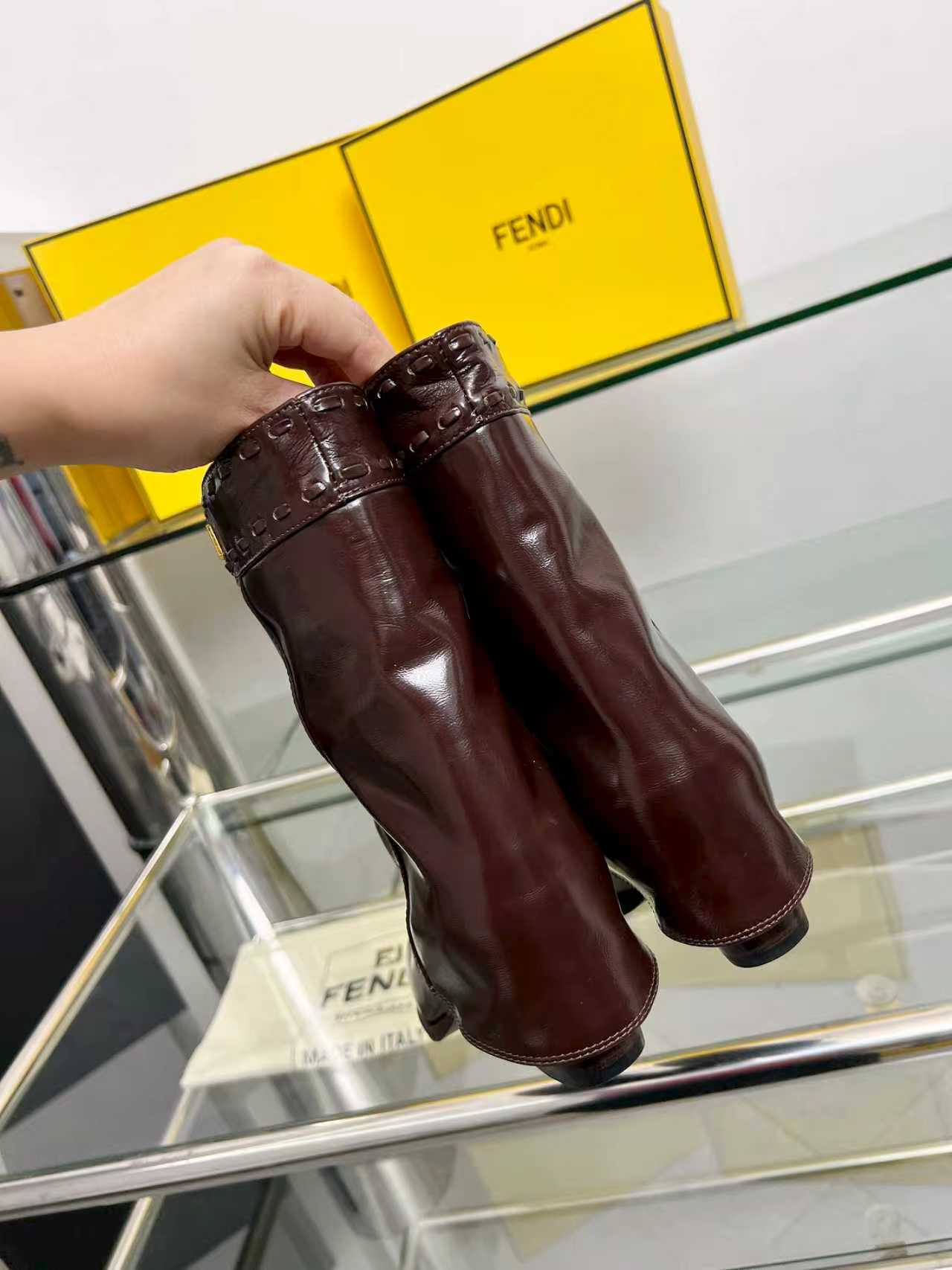 FENDI low boots burgundy calfskin 521235