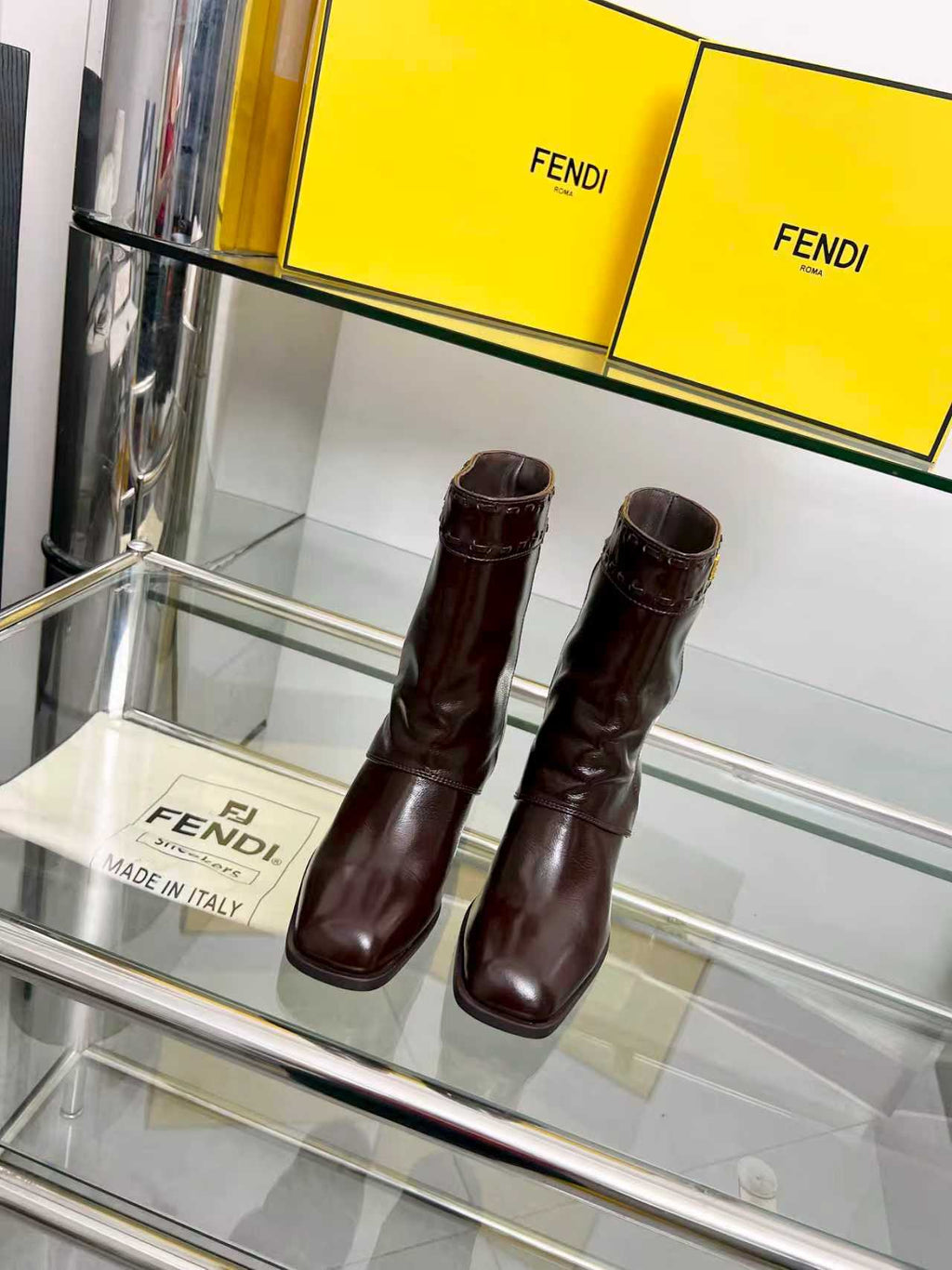 FENDI low boots burgundy calfskin 521235