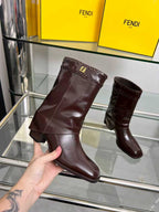 FENDI low boots burgundy calfskin 521235