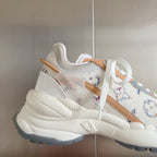 LV Run 55 Sneaker 55mm White Mix Brown Beige Monogram Jacquard Fabric