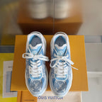 LV Run 55 Sneaker 55mm Light Blue Mix White Monogram Jacquard Fabric