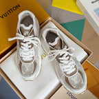 LV Run 55 Sneaker 55mm Brown Mix White Monogram Jacquard Fabric