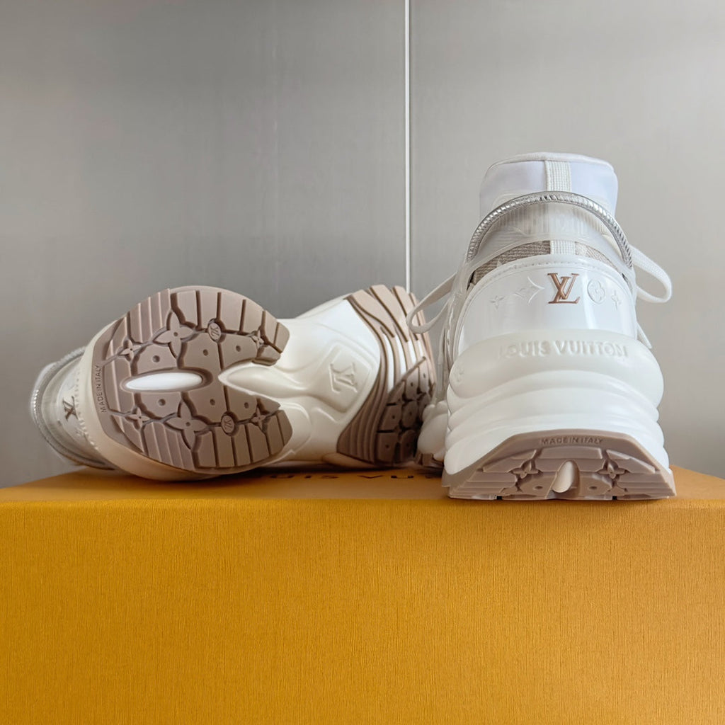 LV Run 55 Sneaker 55mm Brown Mix White Monogram Jacquard Fabric