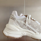 LV Run 55 Sneaker 55mm Brown Mix White Monogram Jacquard Fabric