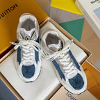 LV Run 55 Sneaker 55mm Dark Blue Mix White Monogram Jacquard Fabric