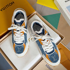 LV Run 55 Sneaker 55mm Light Blue Mix Orange Monogram Jacquard Fabric