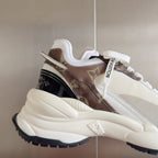 LV Run 55 Sneaker 55mm White Mix Brown Black Monogram Polyester Mesh Fabric